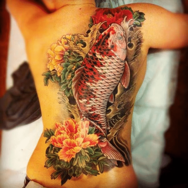 Back Koi Fish Tattoo