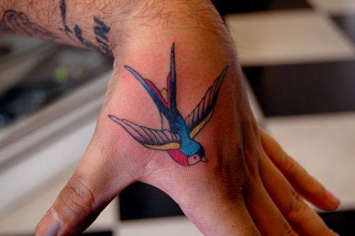 Colored Swallow Tattoo