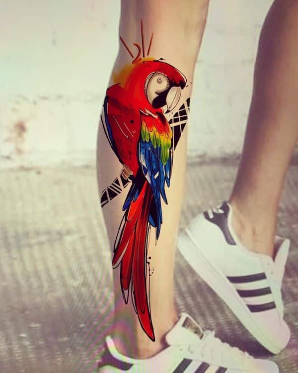 Cool Parrot tattoo ideas on leg