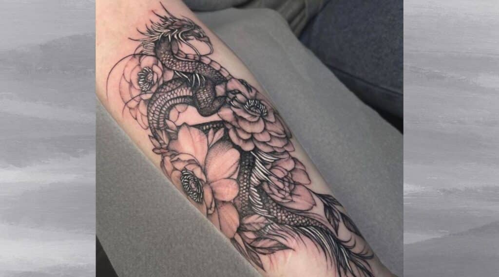 Dragon With Flowers Tattoo featured image