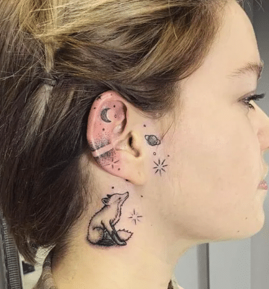 Ear and Face Tattoo