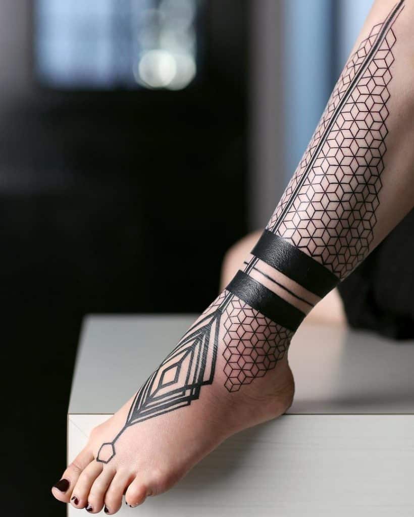 Geometric Patterns leg tattoo