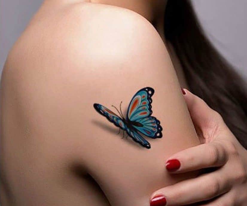 Hyper-realistic butterfly tattoos