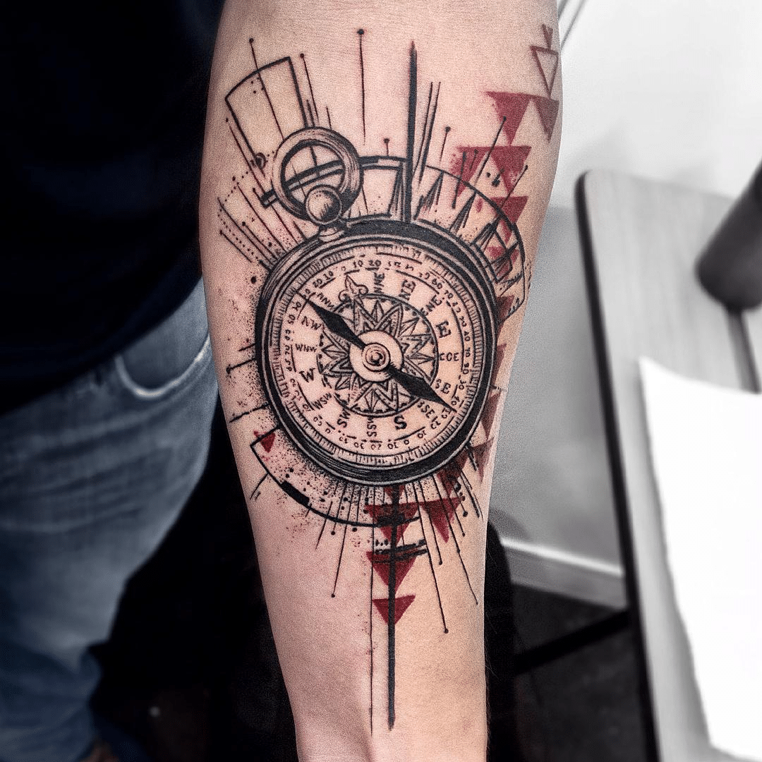 Inner Forearm Compass Tattoo
