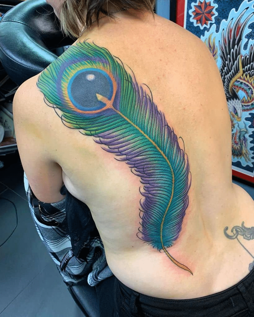 Large peacock feather tattoos