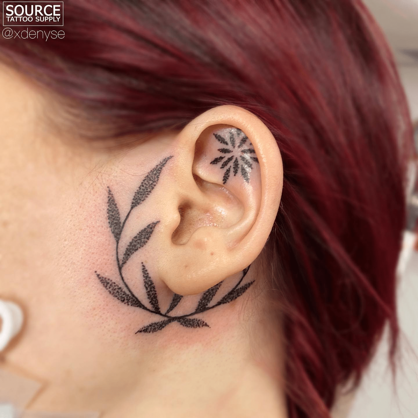 Leaves Around the Ear tattoo