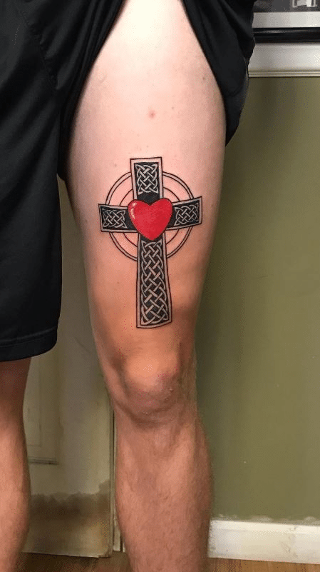 Leg Celtic Cross Tattoo Design