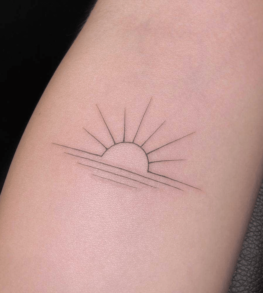 Line art sunset tattoo