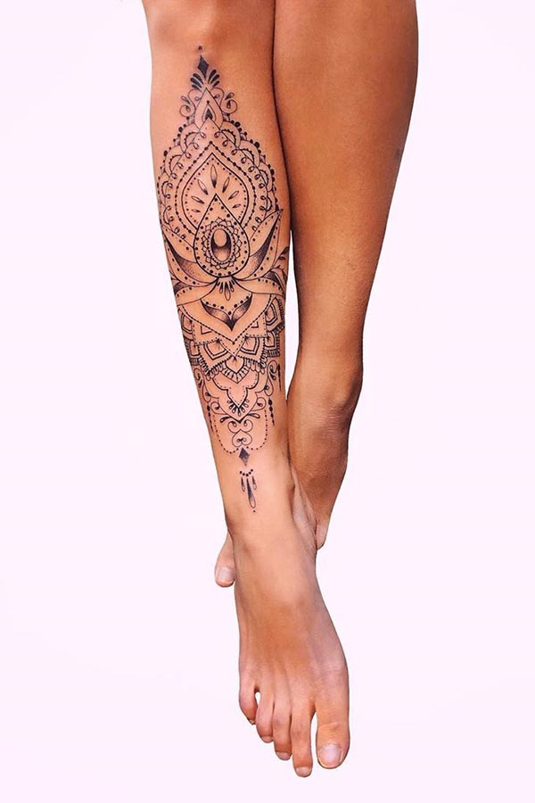 Patterned Leg Tattoo Ideas For Women