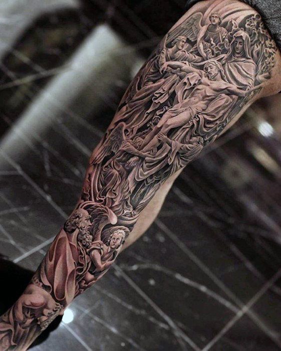Religious Leg Tattoo