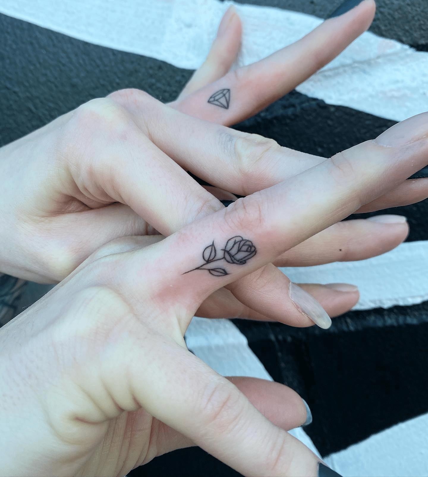 Rose Hand Tattoo on the Finger