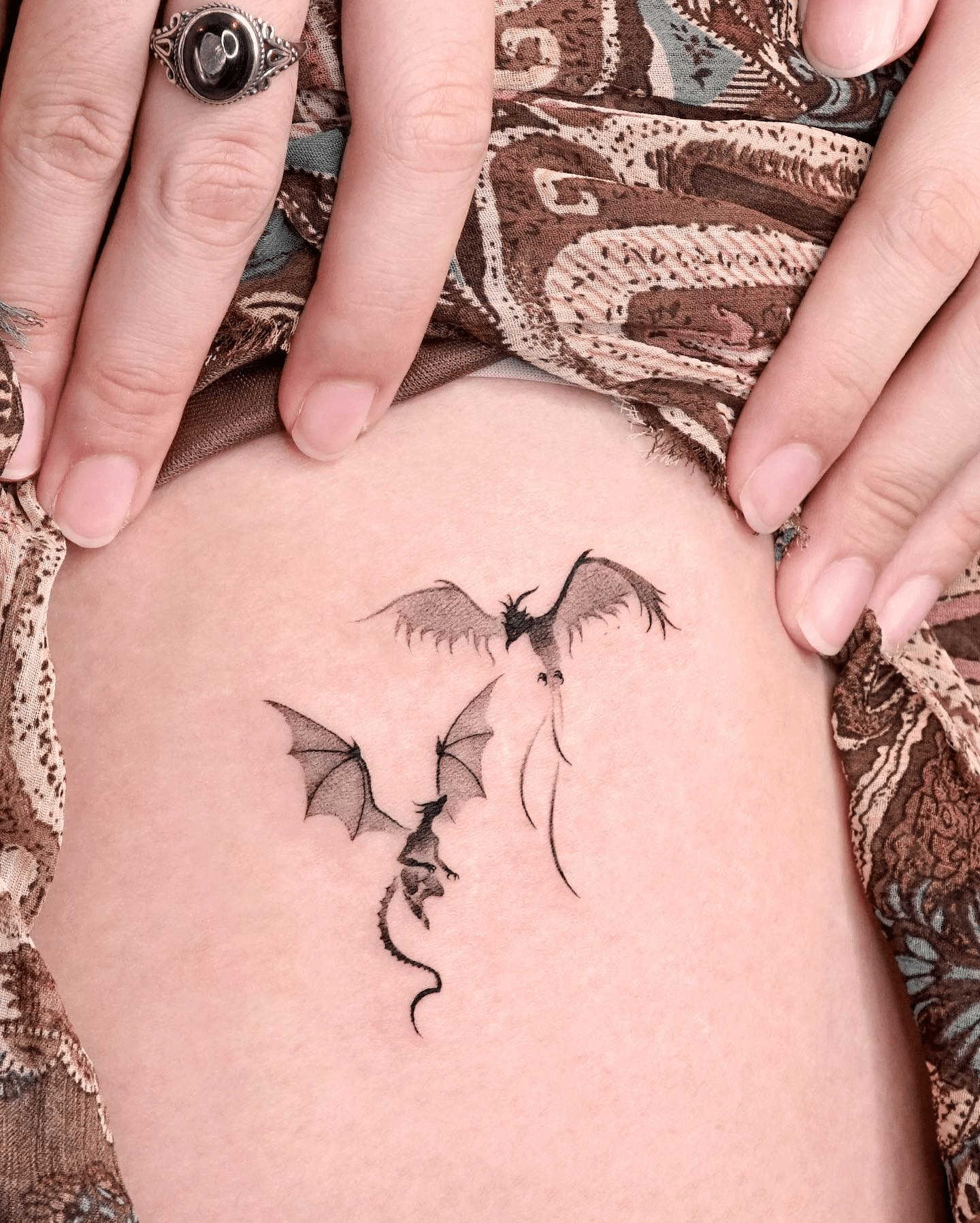 Small Phoenix Tattoo on the Thigh
