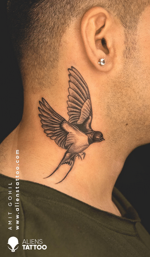 Swallow Tattoos on neck