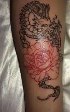 Chinese Dragon Tattoo with Flowers