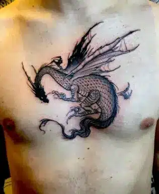 Chinese Dragon Tattoos on Chest