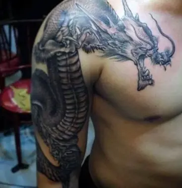 Chinese Dragon Tattoos on Shoulder