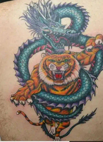 Chinese Dragon and Tiger Tattoo