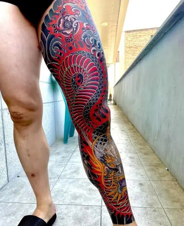 Colorful Yakuza Dragon Tattoo