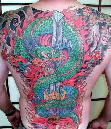 Dragon Sword Tattoo on the Back
