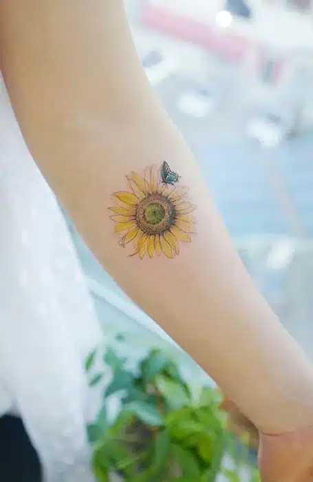 Forearm Sunflower Tattoo