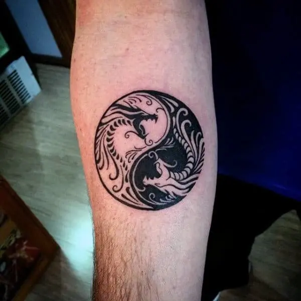 Forearm Yin Yang Dragon Tattoo