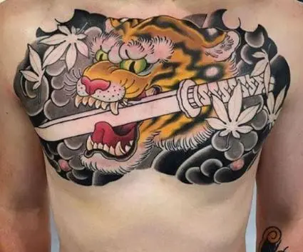 Japanese Dragon Chest Tattoos