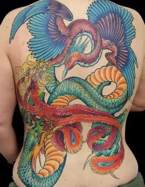 Japanese Dragon and phoenix tattoo
