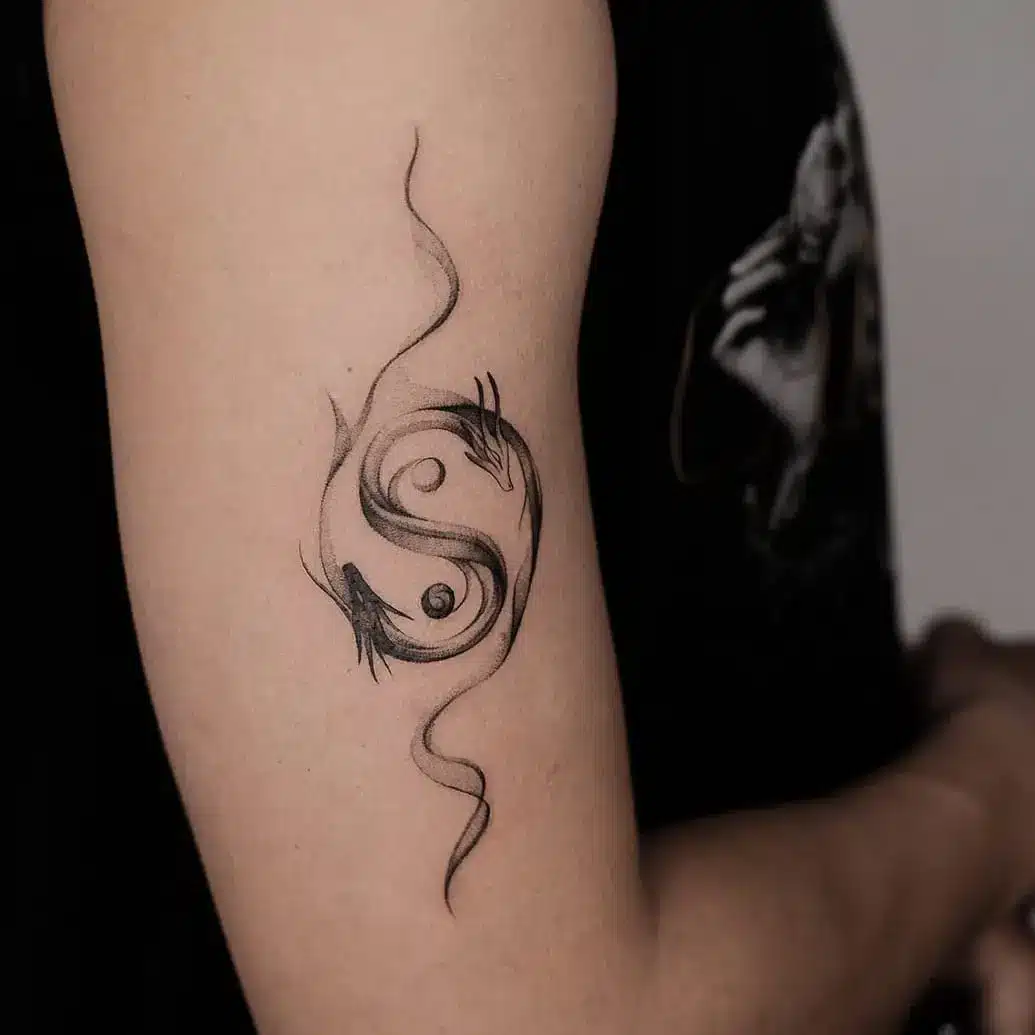 Minimalistic Yin Yang Dragon Tattoo