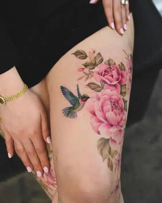 Realism butterfly flower tattoo