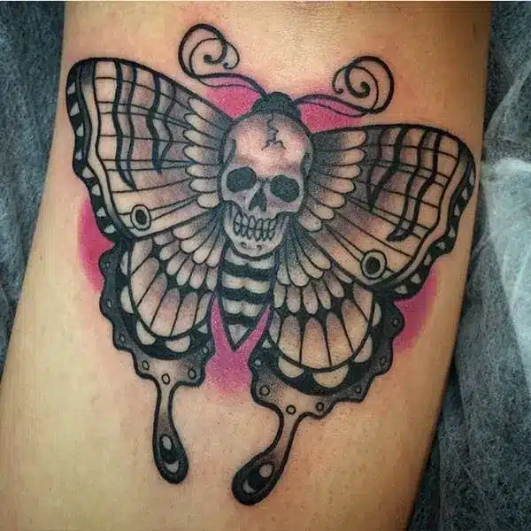 Skull and Wings butterfly tattoo