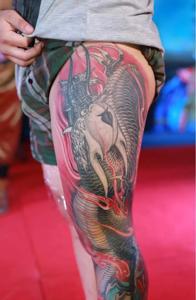 Yakuza Dragon Leg Tattoo
