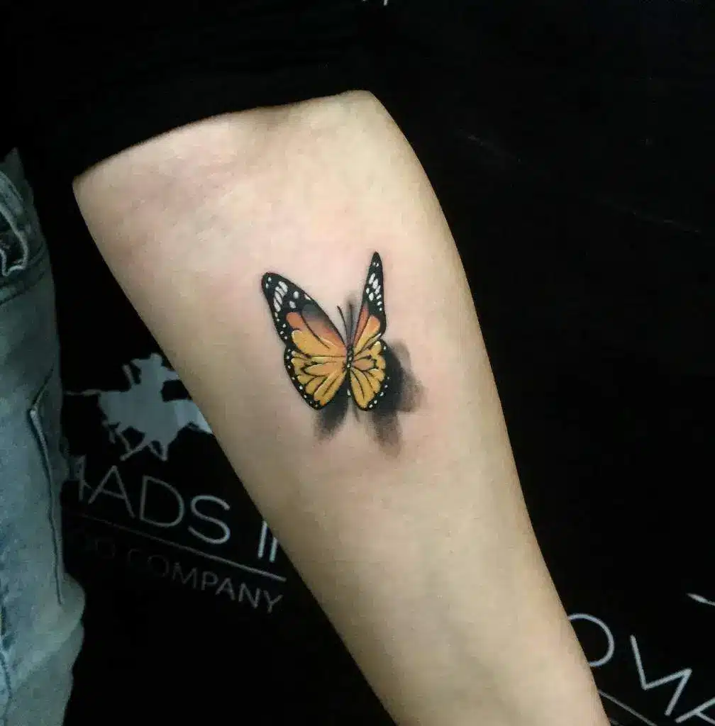 Yellow Monarch Butterfly Tattoo