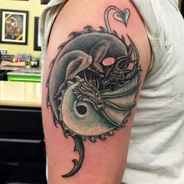 Yin Yang Dragon Tattoo on the Arm