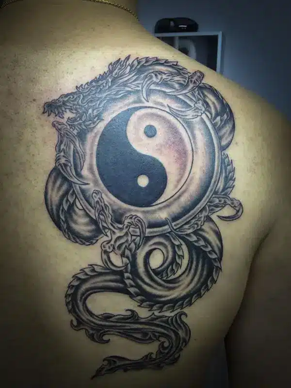 Yin Yang Dragon Tattoo on the Back