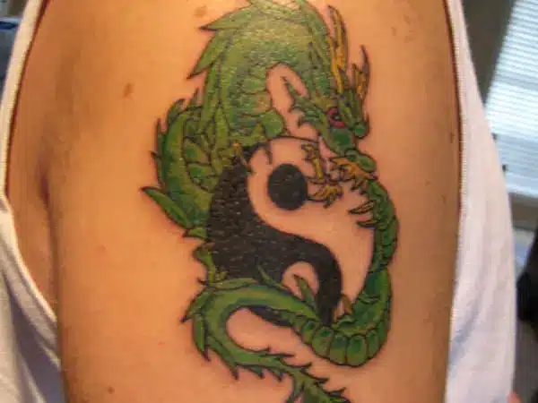 Yin Yang Green Dragon Tattoo
