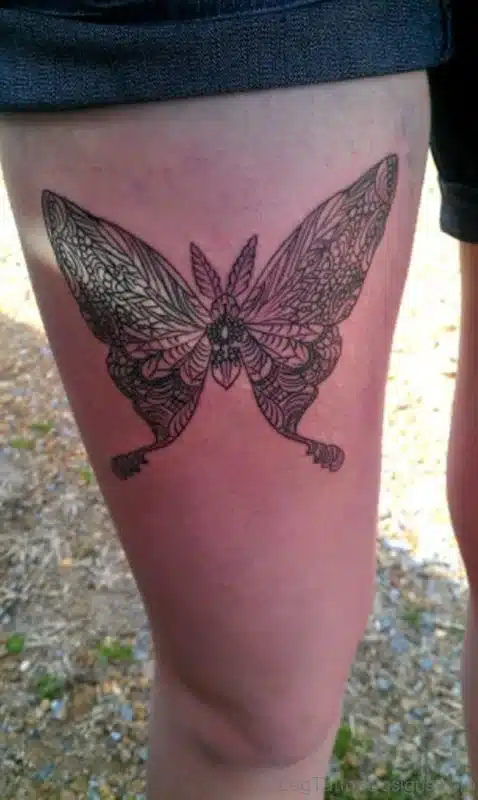 butterfly tattoo on thigh