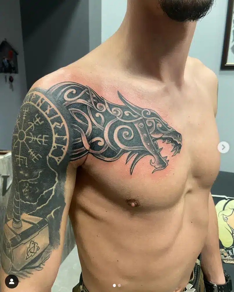 celtic dragon tattoo on full arm