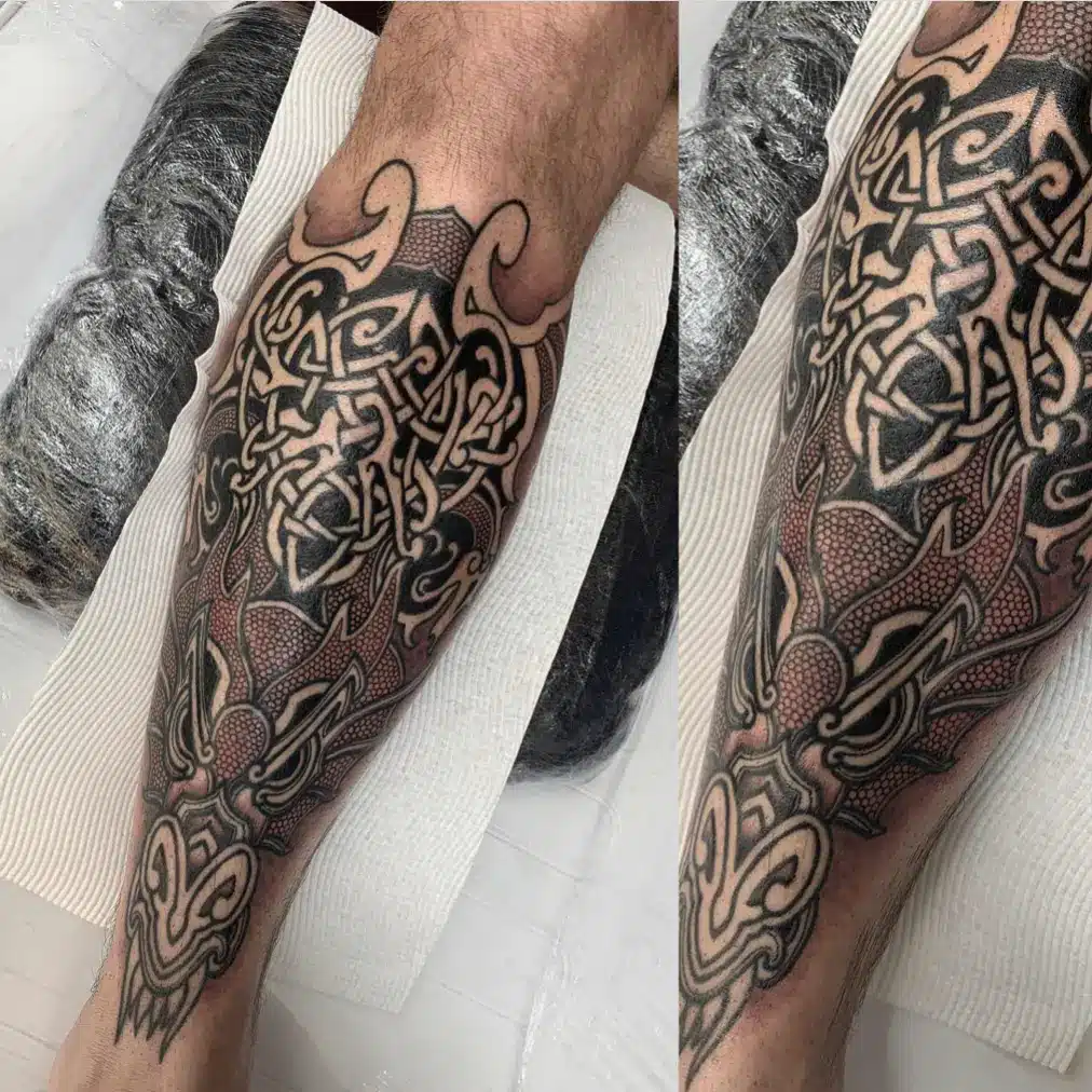 celtic dragon tattoo on leg