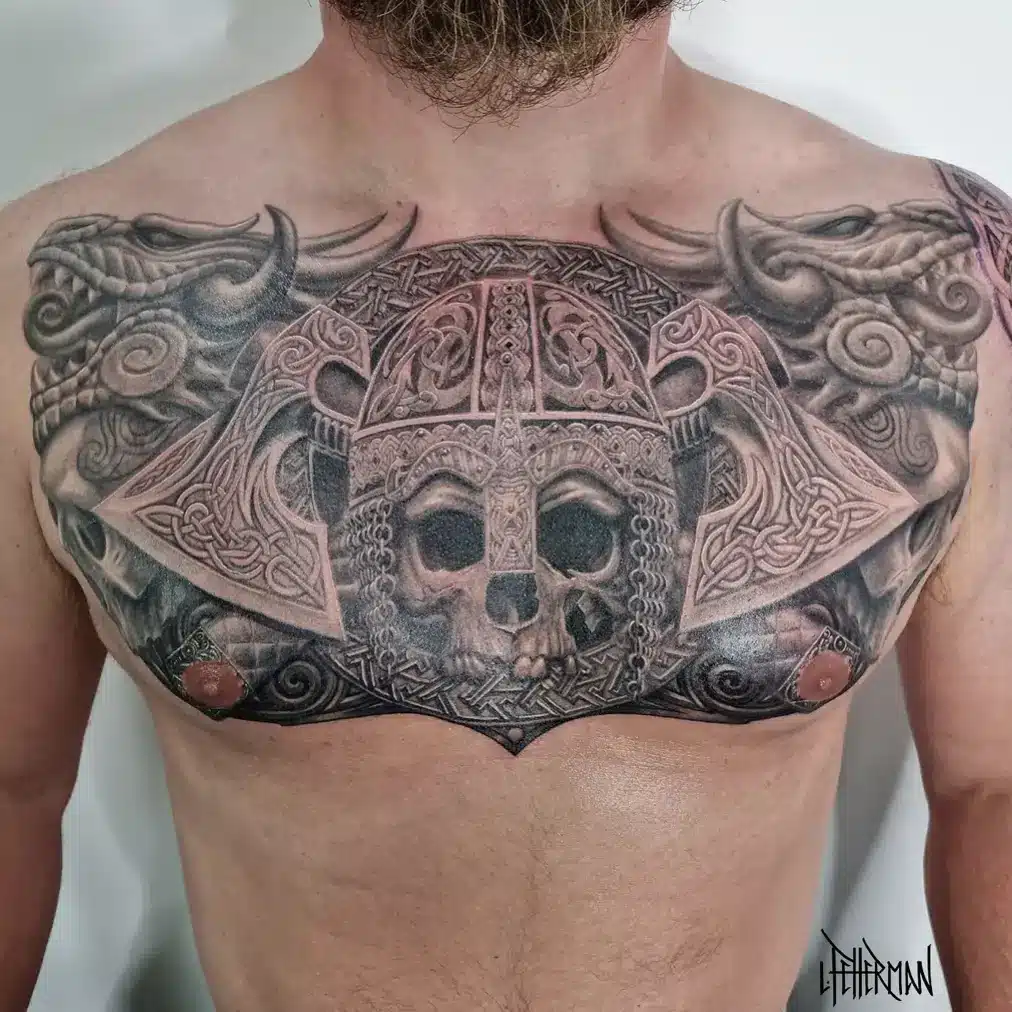 chest dragon celtic tattoo