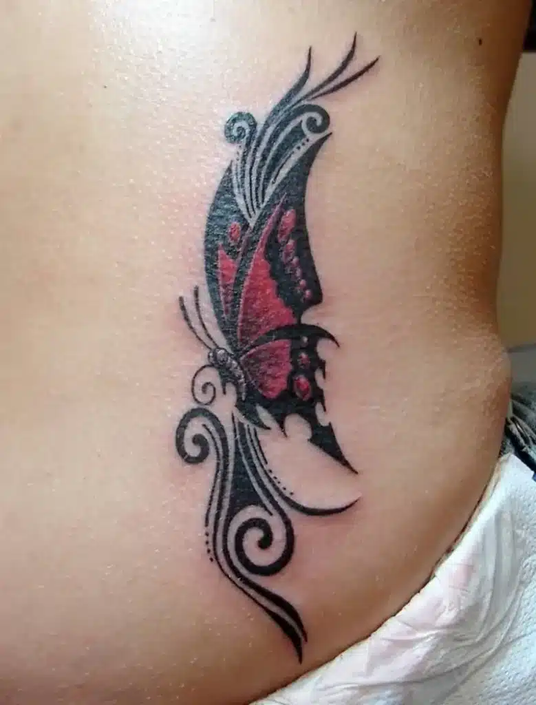 combination tribal butterfly tattoo