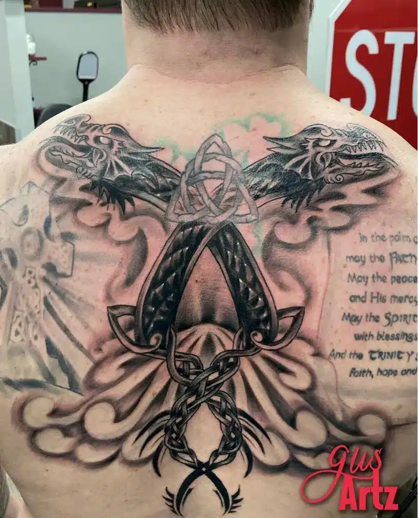 dragon celtic tattoo on back