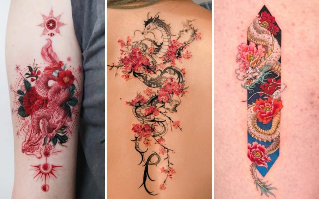dragon flower tattoos featured image