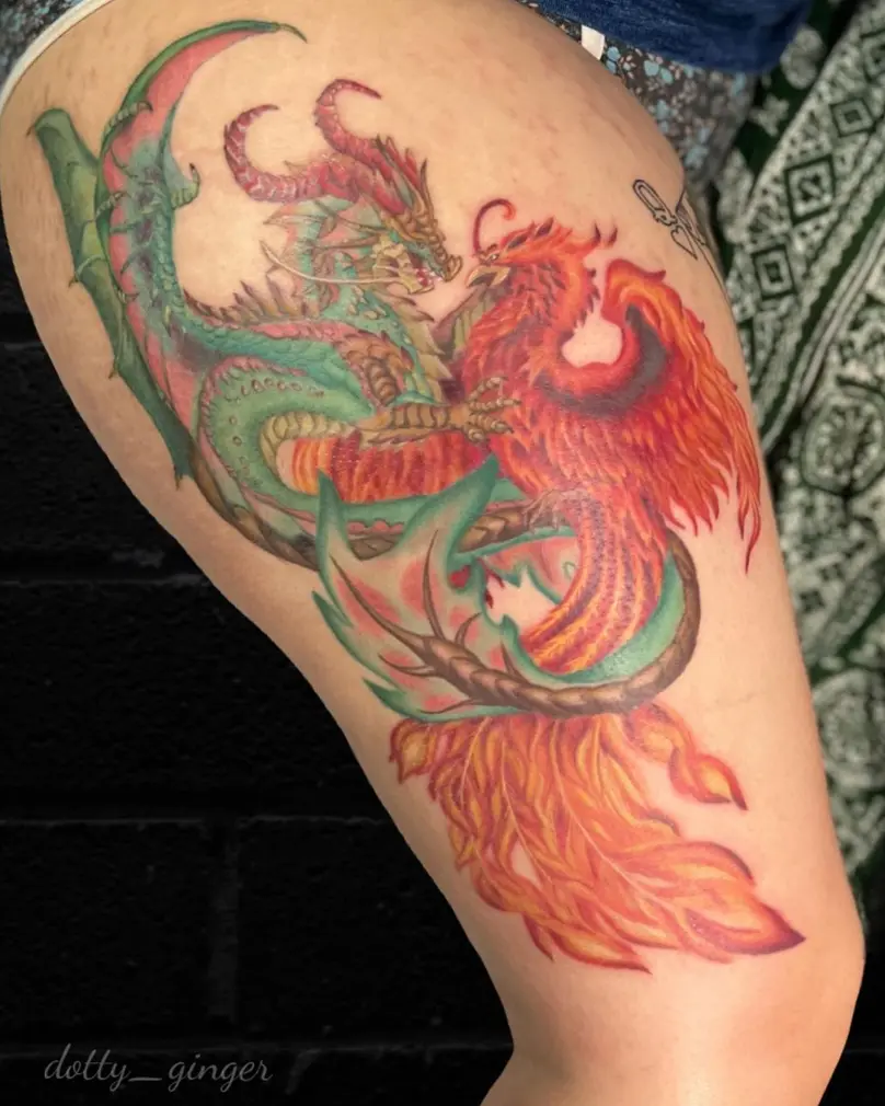 dragon phoenix tattoo on arm