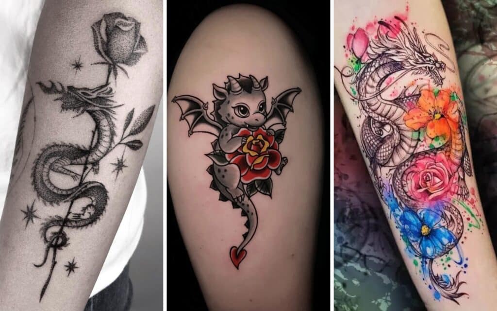 dragon rose tattoo ideas featured image