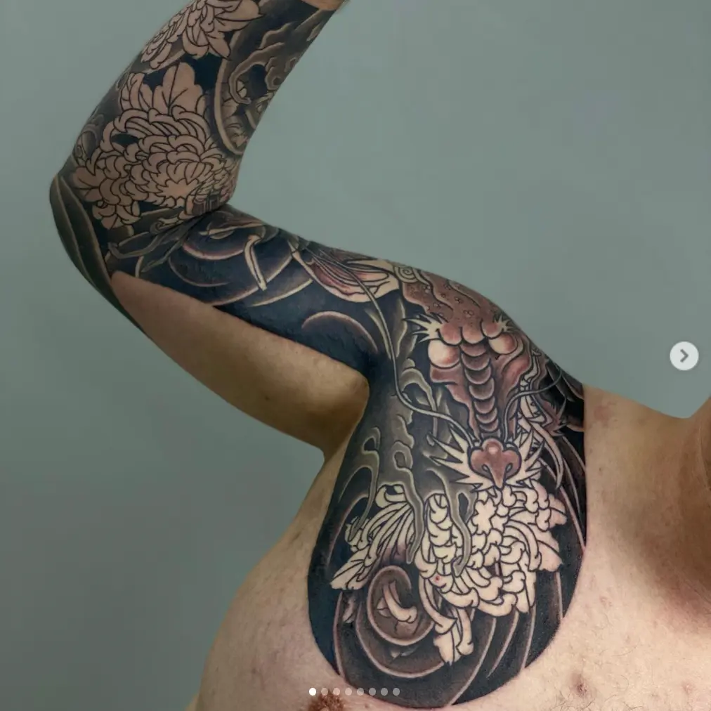 fish dragon tattoo full arm