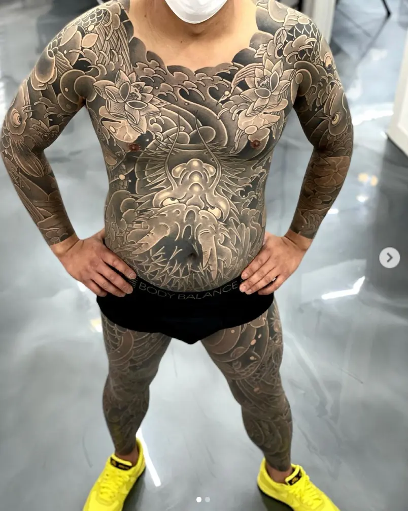 full body dragon fish tattoo