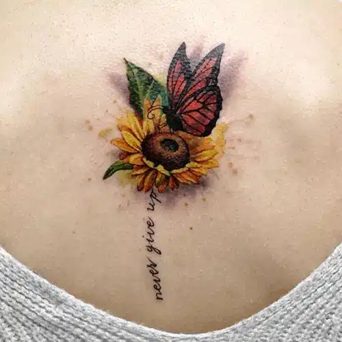 sunflower tattoo With Text and Imagery