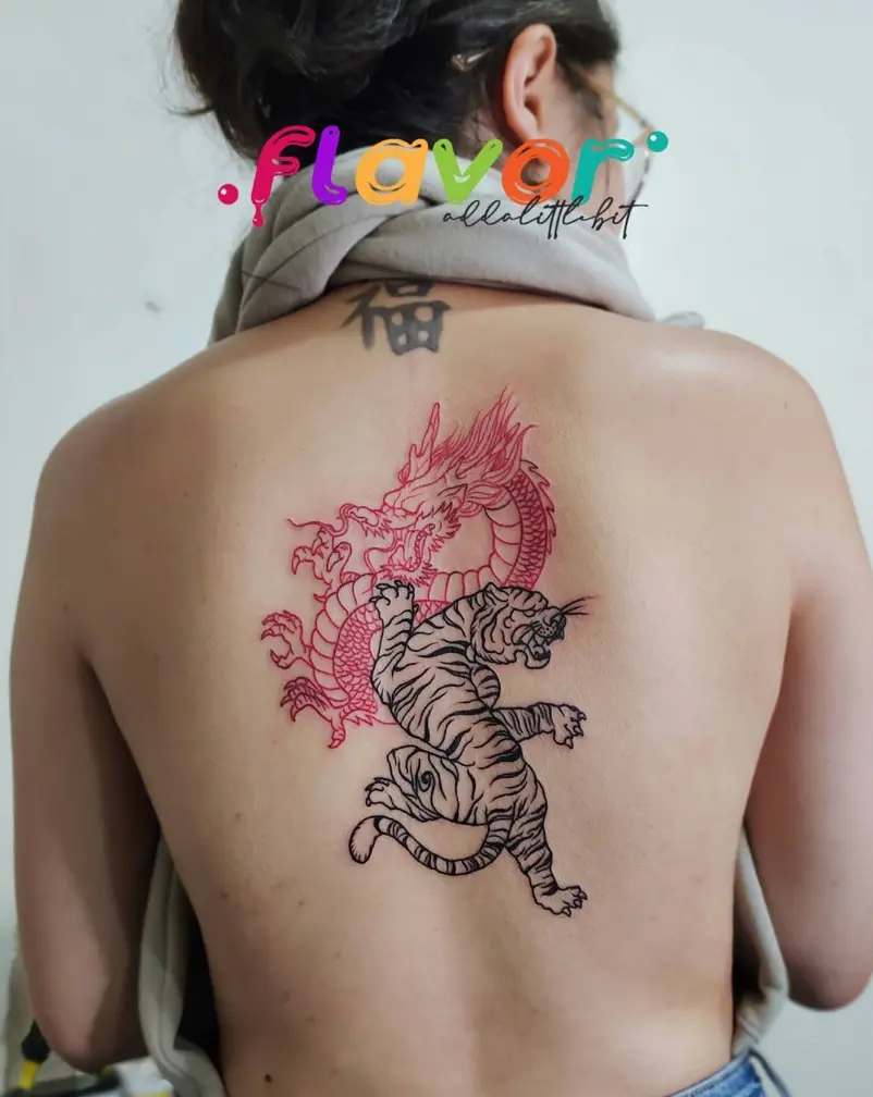 tiger dragon tattoo on back