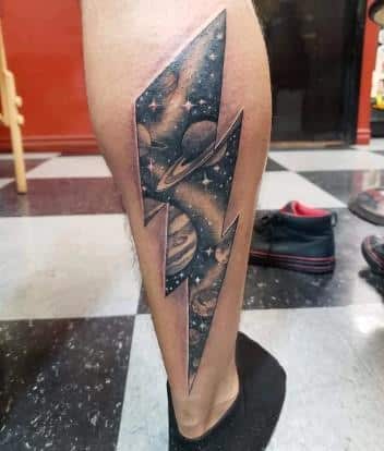 lightning bolt tattoo on leg