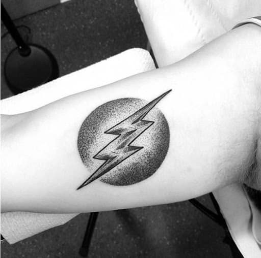 lightning bolt tattoo upper arm